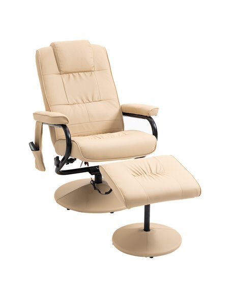 HOMCOM Manual PU Leather Massage Sofa Reclining Armchair, Cream - pic 24693 | FastDaddyshop