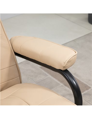 HOMCOM Manual Sofa Reclining Armchair PU Leather Massage Recliner Chair and Ottoman, Cream