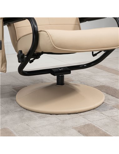 HOMCOM Manual Sofa Reclining Armchair PU Leather Massage Recliner Chair and Ottoman, Cream