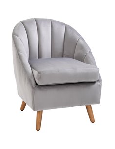 HOMCOM Velvet Fabric Single Sofa Armchair with Solid Wood Leg, Grey