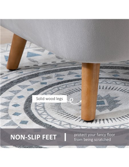 HOMCOM Accent Chair Velvet Fabric Single Sofa Armchair Home Living Room Solid Wood Leg Upholstered Side Armchair Grey - pic 24707 | FastDaddyshop