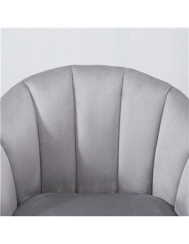 HOMCOM Accent Chair Velvet Fabric Single Sofa Armchair Home Living Room Solid Wood Leg Upholstered Side Armchair Grey