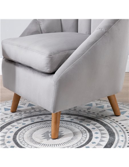 HOMCOM Accent Chair Velvet Fabric Single Sofa Armchair Home Living Room Solid Wood Leg Upholstered Side Armchair Grey - pic 24710 | FastDaddyshop