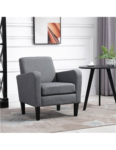 HOMCOM Linen Single Armchair with Padded Seat, Grey