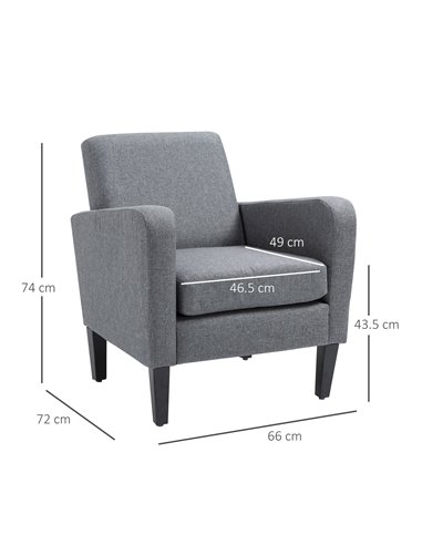 HOMCOM Linen Single Armchair with Padded Seat, Grey