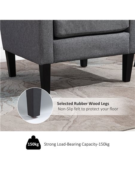 HOMCOM Linen Single Armchair, with Padded Seat - Grey - pic 24716 | FastDaddyshop