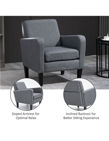 HOMCOM Linen Single Armchair, with Padded Seat - Grey