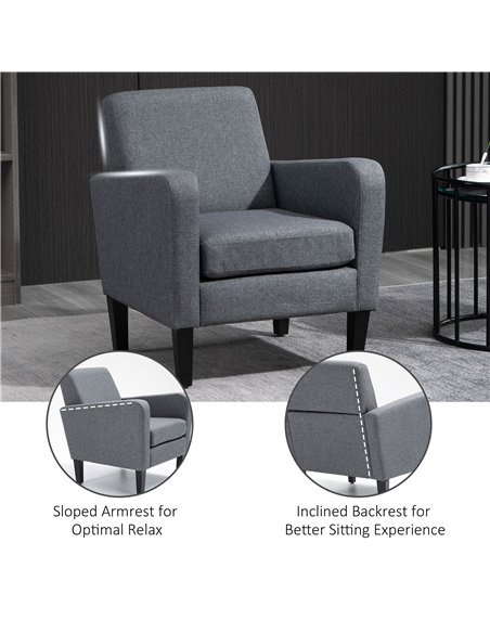 HOMCOM Linen Single Armchair, with Padded Seat - Grey - pic 24717 | FastDaddyshop