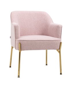 HOMCOM Fabric Modern Armchair with Metal Legs, Pink