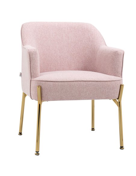 HOMCOM Fabric Modern Armchair with Metal Legs, Pink - pic 24738 | FastDaddyshop