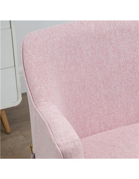 HOMCOM Fabric Accent Chair, Modern Armchair with Metal Legs for Living Room, Bedroom, Home Office, Pink - pic 24745 | FastDaddyshop