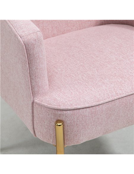 HOMCOM Fabric Accent Chair, Modern Armchair with Metal Legs for Living Room, Bedroom, Home Office, Pink - pic 24746 | FastDaddyshop