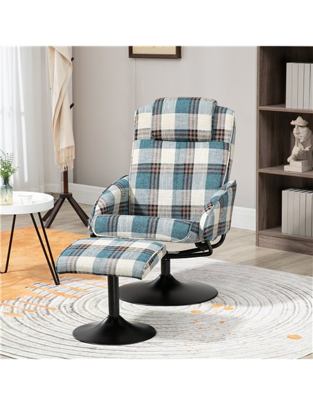 HOMCOM Swivel Armchair with Footstool and Adjustable Backrest, Multicolour - pic 24775 | FastDaddyshop