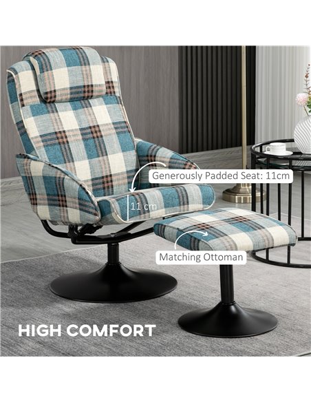 HOMCOM Recliner Chair and Footstool, Swivel Armchair with Footstool and Adjustable Backrest for Living Room, Bedroom - pic 24778 | FastDaddyshop