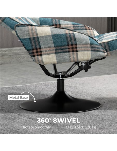 HOMCOM Recliner Chair and Footstool, Swivel Armchair with Footstool and Adjustable Backrest for Living Room, Bedroom - pic 24779 | FastDaddyshop