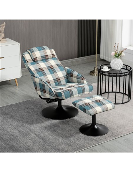 HOMCOM Recliner Chair and Footstool, Swivel Armchair with Footstool and Adjustable Backrest for Living Room, Bedroom - pic 24780 | FastDaddyshop
