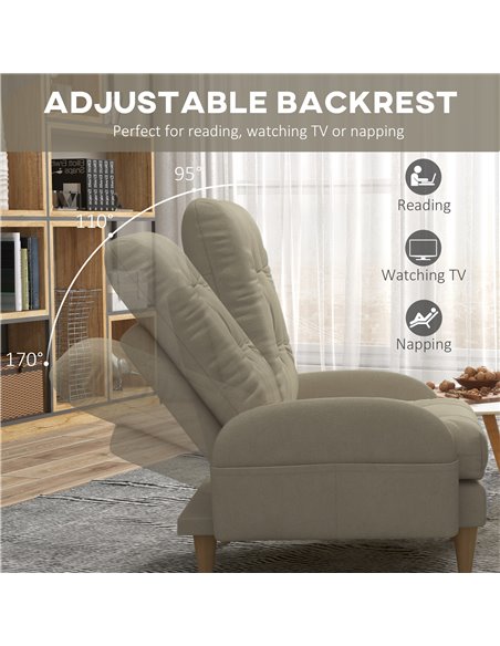 HOMCOM Upholstered Armchair with Footstool, Adjustable Backrest, Cushions, Beige - pic 24795 | FastDaddyshop