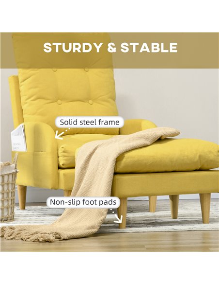 HOMCOM Upholstered Armchair with Footstool, Adjustable Backrest, Cushions, Yellow - pic 24806 | FastDaddyshop
