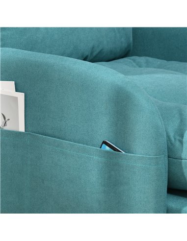 HOMCOM Upholstered Armchair with Footstool, Adjustable Backrest, Cushions, Blue