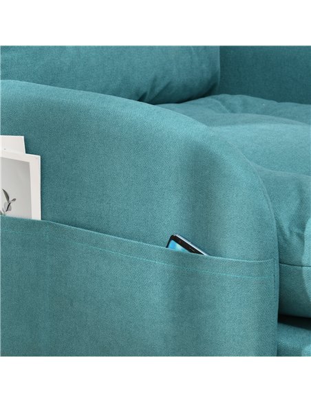HOMCOM Upholstered Armchair with Footstool, Adjustable Backrest, Cushions, Blue - pic 24818 | FastDaddyshop