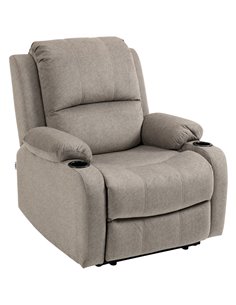 HOMCOM Microfibre Recliner Armchair with Adjustable Leg Rest, Cup Holder, Brown