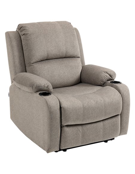 HOMCOM Microfibre Recliner Armchair with Adjustable Leg Rest, Cup Holder, Brown - pic 24819 | FastDaddyshop
