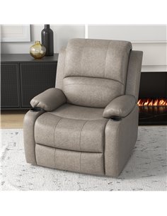 HOMCOM Microfibre Recliner Armchair with Adjustable Leg Rest, Cup Holder, Brown 2