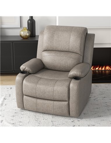 HOMCOM Microfibre Recliner Armchair with Adjustable Leg Rest, Cup Holder, Brown