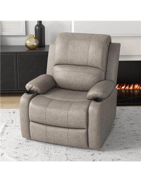 HOMCOM Microfibre Recliner Armchair with Adjustable Leg Rest, Cup Holder, Brown - pic 24820 | FastDaddyshop