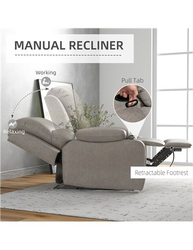 HOMCOM Microfibre Recliner Armchair with Adjustable Leg Rest, Cup Holder, Brown