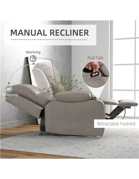 HOMCOM Microfibre Recliner Armchair with Adjustable Leg Rest, Cup Holder, Brown - pic 24822 | FastDaddyshop