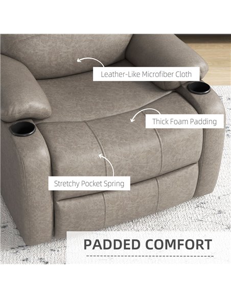 HOMCOM Microfibre Recliner Armchair, with Adjustable Leg Rest, Cup Holder, for Home Living Room, Brown - pic 24823 | FastDaddyshop
