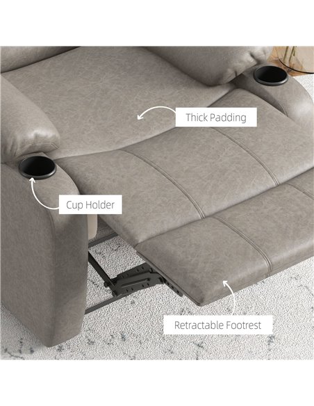 HOMCOM Microfibre Recliner Armchair, with Adjustable Leg Rest, Cup Holder, for Home Living Room, Brown - pic 24824 | FastDaddyshop