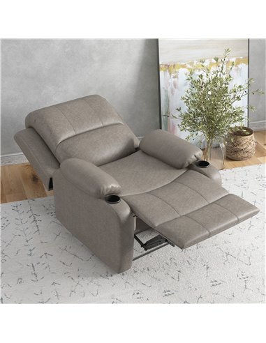 HOMCOM Microfibre Recliner Armchair, with Adjustable Leg Rest, Cup Holder, for Home Living Room, Brown