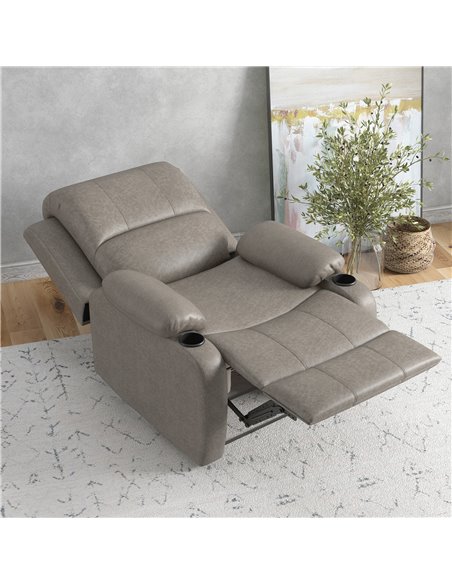 HOMCOM Microfibre Recliner Armchair, with Adjustable Leg Rest, Cup Holder, for Home Living Room, Brown - pic 24825 | FastDaddyshop
