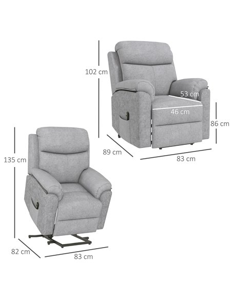 HOMCOM Electric Power Lift Armchair for Elderly with Remote Control, Grey - pic 24830 | FastDaddyshop