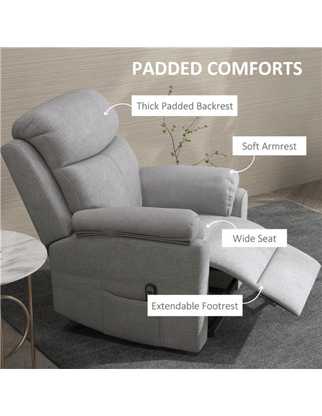 HOMCOM Electric Power Lift Armchair for Elderly with Remote Control, Grey - pic 24831 | FastDaddyshop
