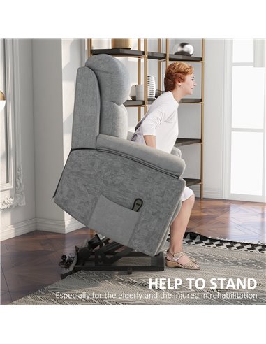 HOMCOM Power Lift Chair Electric Riser Recliner for Elderly, Linen Fabric Sofa Lounge Armchair with Remote Control