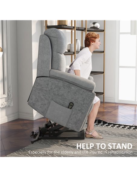 HOMCOM Power Lift Chair Electric Riser Recliner for Elderly, Linen Fabric Sofa Lounge Armchair with Remote Control - pic 24832 | FastDaddyshop