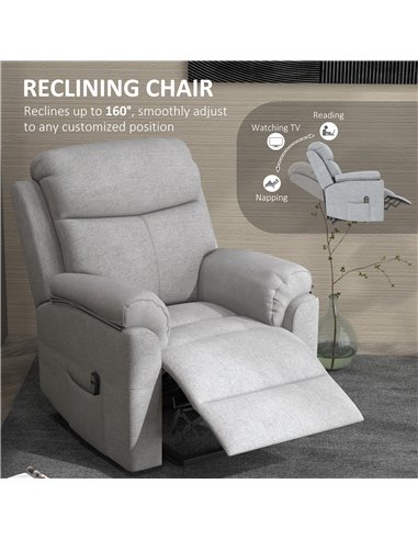 HOMCOM Power Lift Chair Electric Riser Recliner for Elderly, Linen Fabric Sofa Lounge Armchair with Remote Control