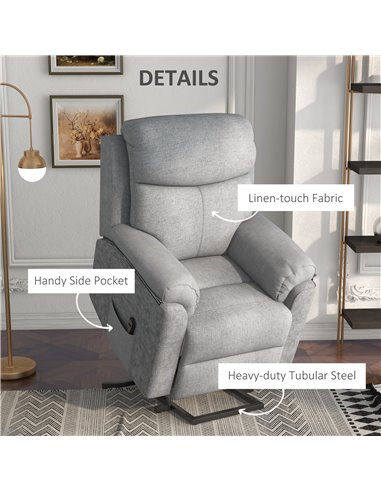 HOMCOM Power Lift Chair Electric Riser Recliner for Elderly, Linen Fabric Sofa Lounge Armchair with Remote Control