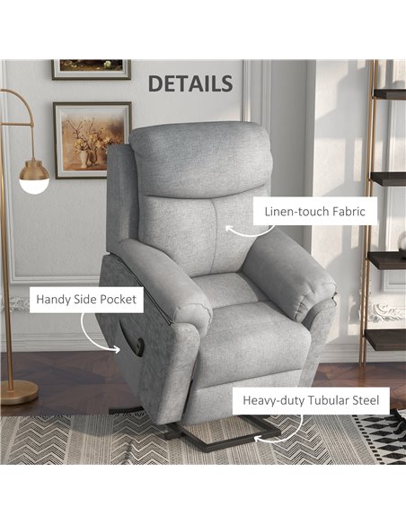 HOMCOM Power Lift Chair Electric Riser Recliner for Elderly, Linen Fabric Sofa Lounge Armchair with Remote Control - pic 24834 | FastDaddyshop