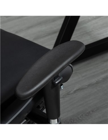 HOMCOM Faux Leather High-Back Gaming Chair  with Footrest, Wheels, Black-Grey