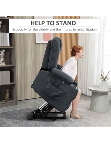HOMCOM Recliner Chair for the Elderly with Lift, Remote Control, Side Pockets, Grey