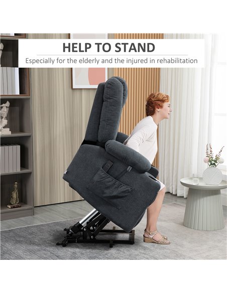 HOMCOM Recliner Chair for the Elderly with Lift, Remote Control, Side Pockets, Grey - pic 24867 | FastDaddyshop