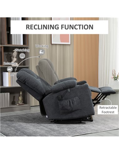 HOMCOM Recliner Chair for the Elderly with Lift, Remote Control, Side Pockets, Grey