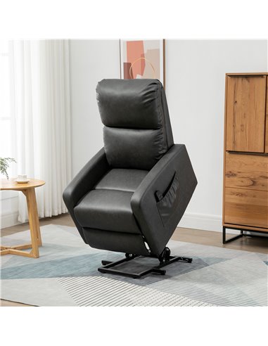 HOMCOM Recliner Chair for the Elderly with Lift, Remote Control, Side Pockets, Charcoal Grey