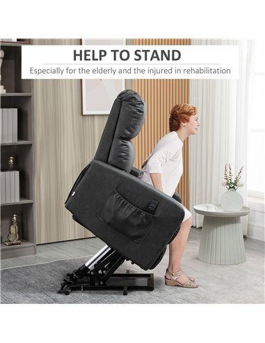HOMCOM Recliner Chair for the Elderly with Lift, Remote Control, Side Pockets, Charcoal Grey