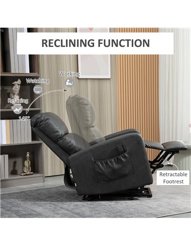 HOMCOM Recliner Chair for the Elderly with Lift, Remote Control, Side Pockets, Charcoal Grey