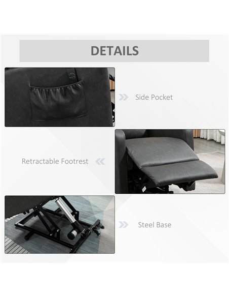 HOMCOM Recliner Chair for the Elderly with Lift, Remote Control, Side Pockets, Charcoal Grey - pic 24878 | FastDaddyshop